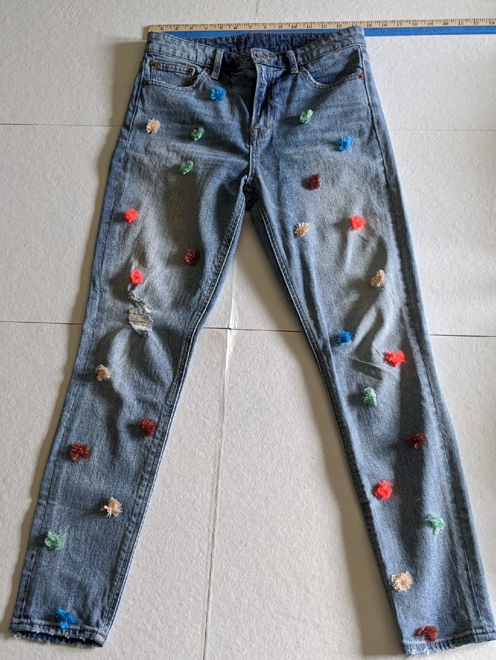 Lucky Brand - Pom Pom High Rise Bridgette Skinny Jeans - Sz 4/27 - Light Wash